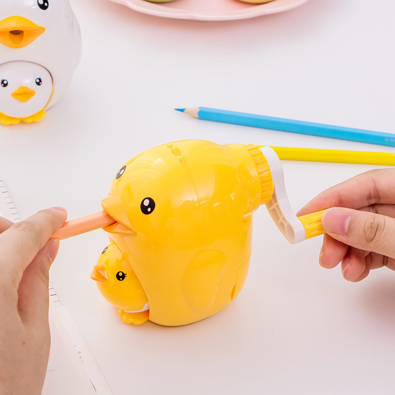 Novelty Cute Cartoon Animal Chick Pencil Sharpener Kawaii Hand Mechanical Student Pencil Sharpeners School  Office Stationery