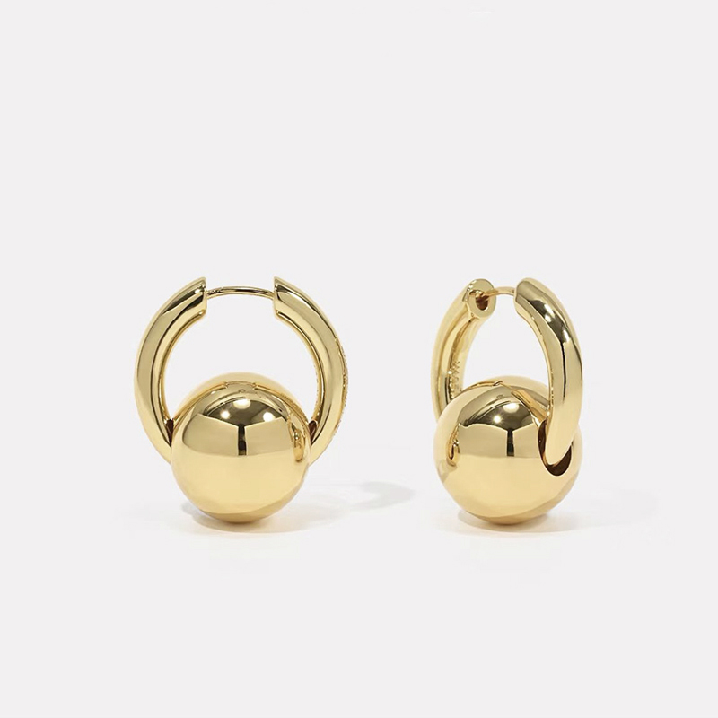 European and American Retro Simple Metal Spherical Pendant Earrings Fashion Classic Jewelry Unusual Accessories For Party Womans