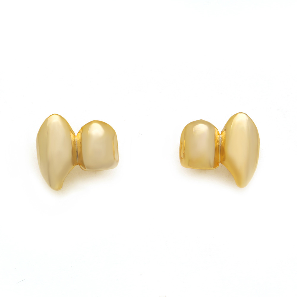 Hip Hop Men Gold Silver Color Teeth Grillz Vampire Fangs Double Caps for Rapper Grills Tooth Jewelry