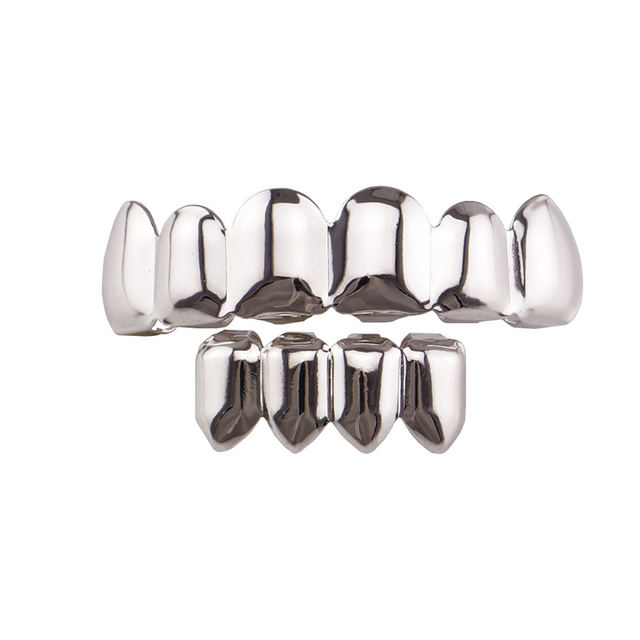 Gold Teeth Grillz Top Bottom Dental Tooth Grills Halloween Vampire Teeth Caps Cosplay Body Jewelry Accessories for Rapper