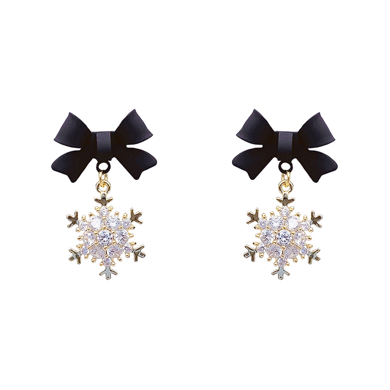 Design sense of New Year Party Golden Snowflake Pendant Earrings For Women Girls Korean Fashion Jewelry Luxury Gift Accessories