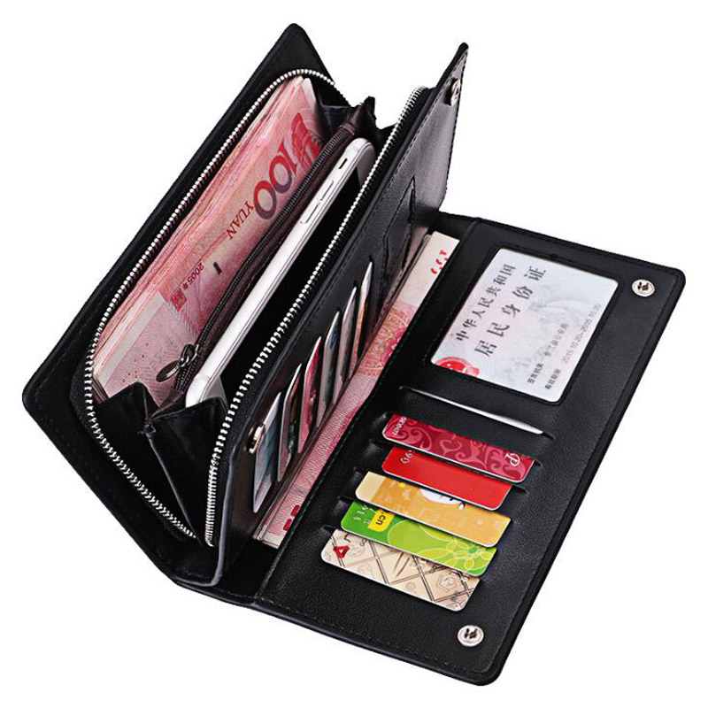 New Luxury Business Bifold Men's Leather Wallet with Zipper Coin Pocket Card Holder Multifunctional Purse for Man Clutch Bag Men's Bags