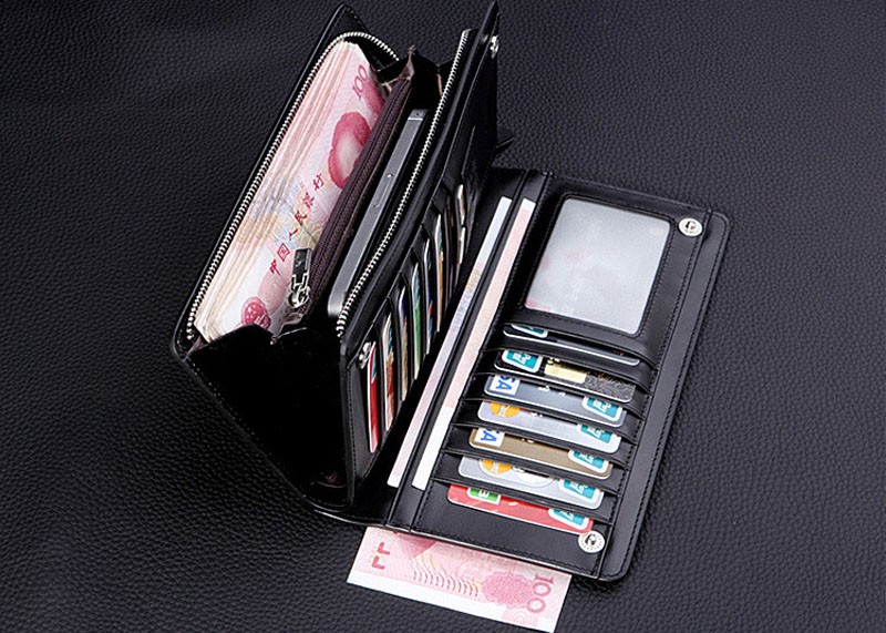 New Luxury Business Bifold Men's Leather Wallet with Zipper Coin Pocket Card Holder Multifunctional Purse for Man Clutch Bag Men's Bags
