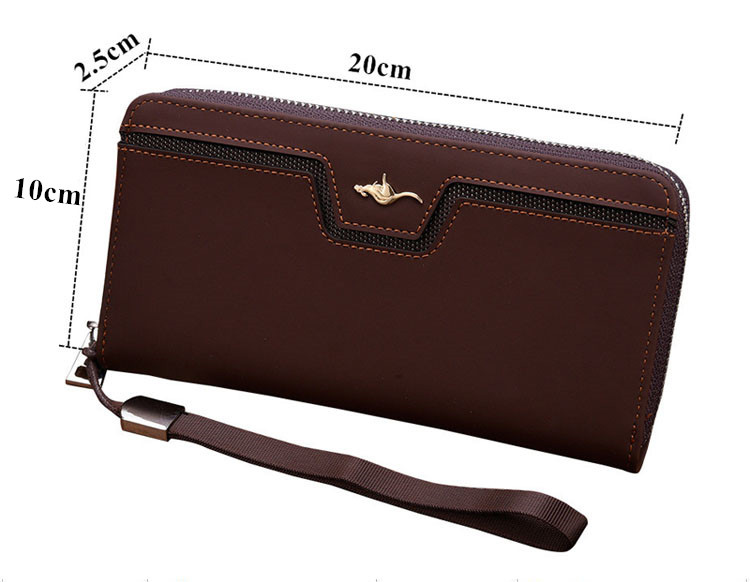 Men's Leather Wallet With Zipper Coin Pocket Phone Case For Man Card Holder Purse Male Strap Clutch Bag Wallets Holders