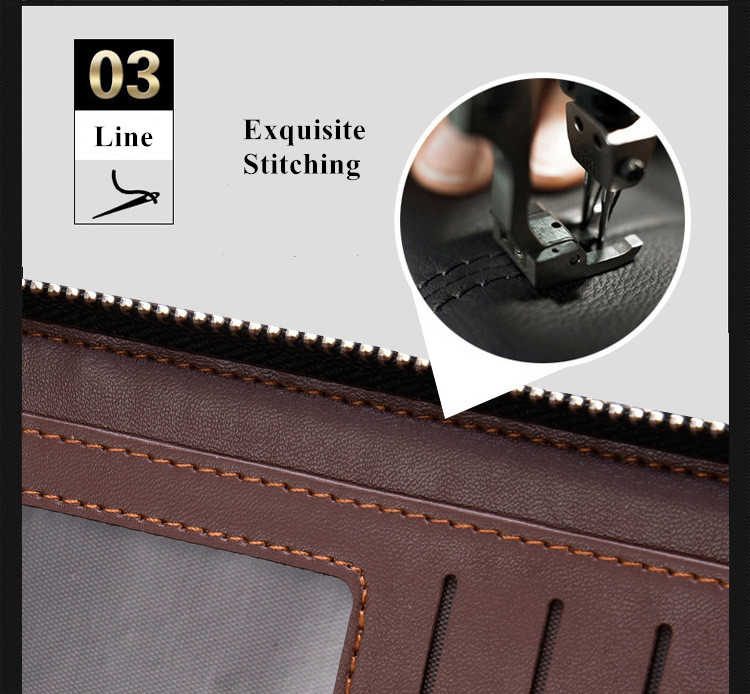 Men's Leather Wallet With Zipper Coin Pocket Phone Case For Man Card Holder Purse Male Strap Clutch Bag Wallets Holders