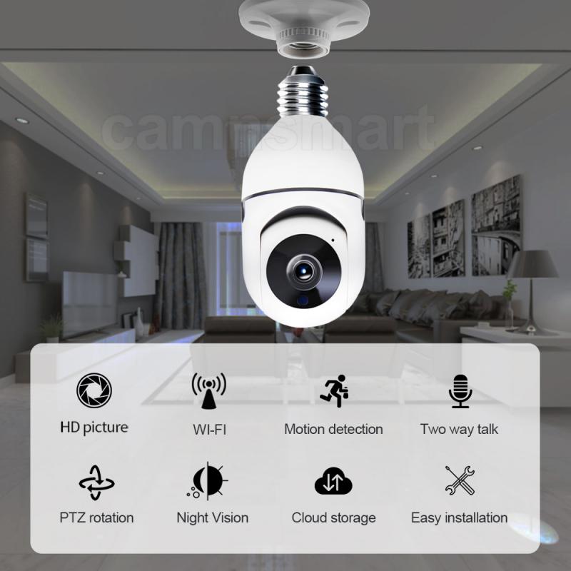 1080P E27 Lamp Wifi Camera Met Ptz Hd Infrarood Nachtzicht Twee Manier Talk Babyfoon Auto Tracking Ycc365plus home Security