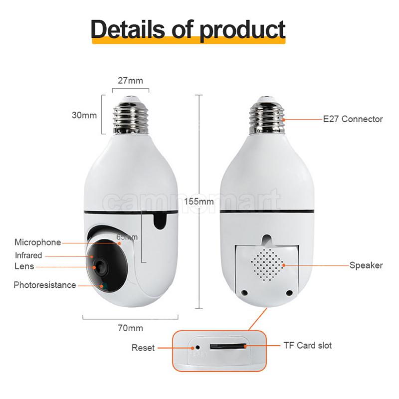 1080P E27 Lamp Wifi Camera Met Ptz Hd Infrarood Nachtzicht Twee Manier Talk Babyfoon Auto Tracking Ycc365plus home Security