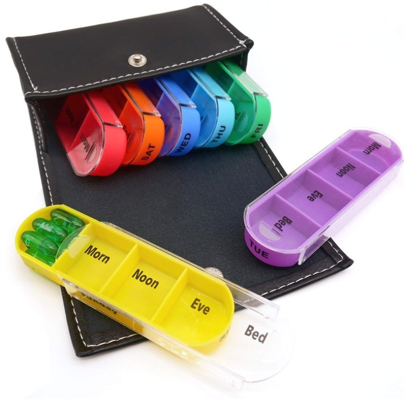 7 Days Daily Pill Box for Medicine Holder Drug Case Weekly Pill Organizer Tablet Container Waterproof Secret Compartments