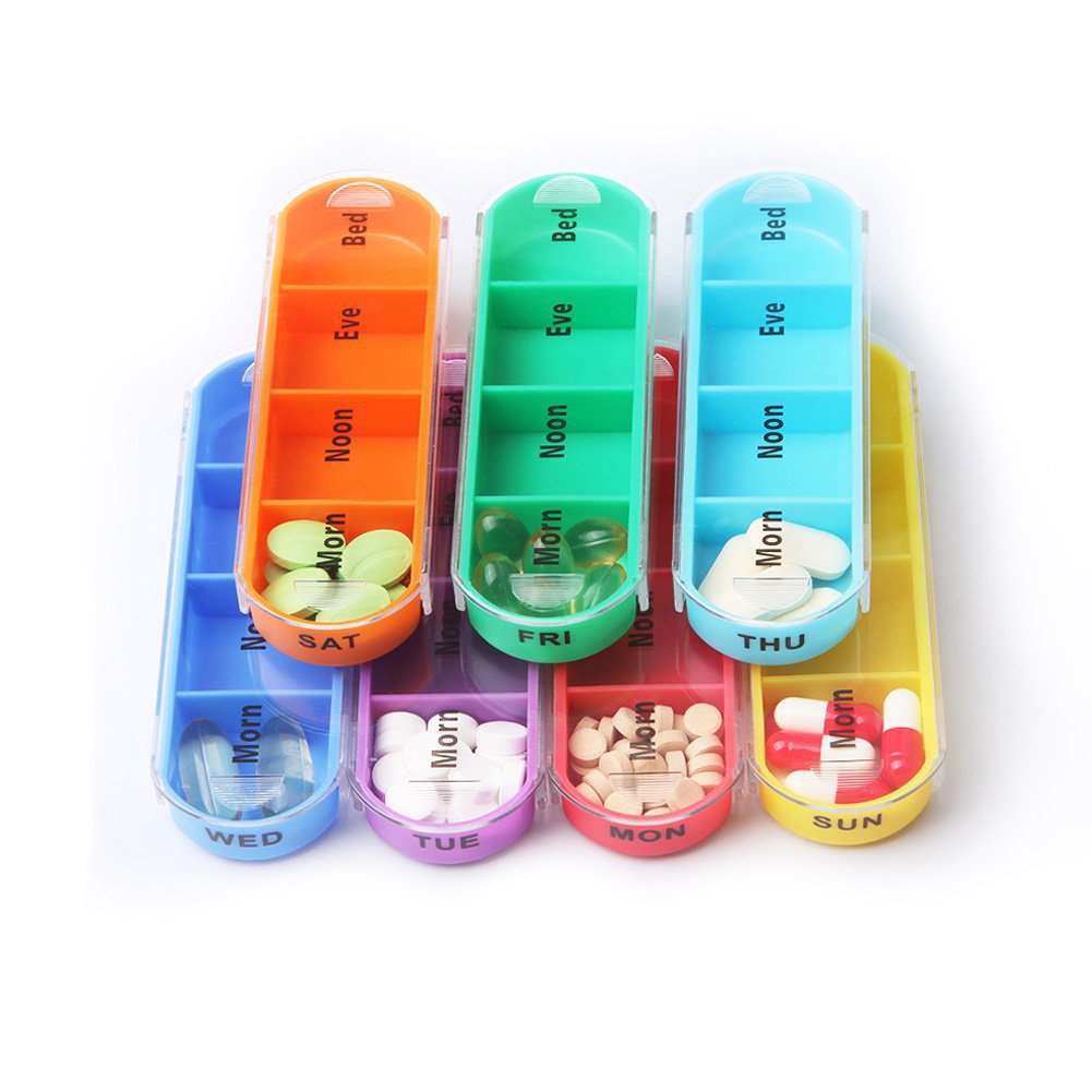 7 Days Daily Pill Box for Medicine Holder Drug Case Weekly Pill Organizer Tablet Container Waterproof Secret Compartments
