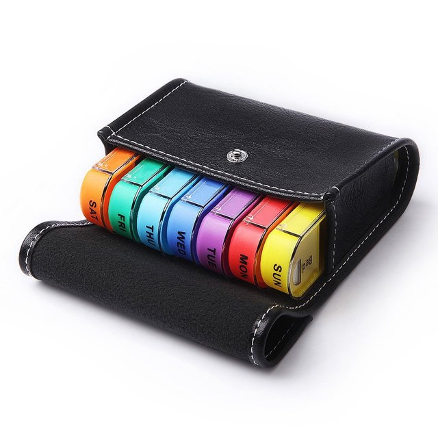 7 Days Daily Pill Box for Medicine Holder Drug Case Weekly Pill Organizer Tablet Container Waterproof Secret Compartments