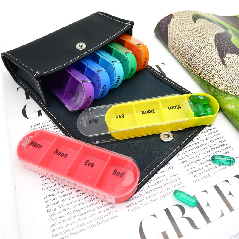 7 Days Daily Pill Box for Medicine Holder Drug Case Weekly Pill Organizer Tablet Container Waterproof Secret Compartments