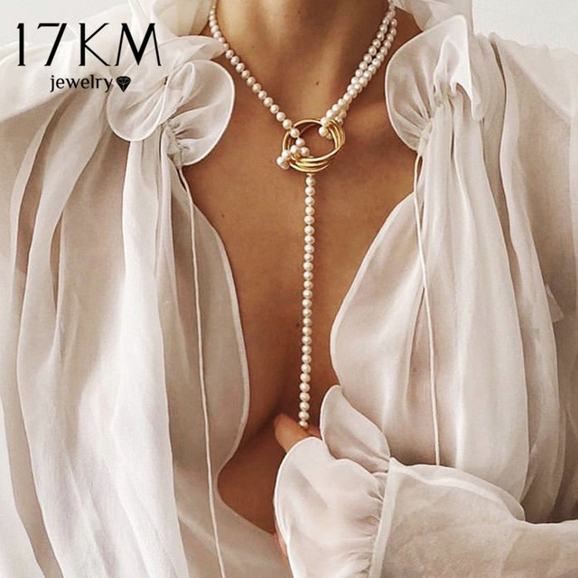 Vintage Pearl Necklaces For Women Fashion Multi-layer Shell Knot Pearl Chain Necklace  NEW Coin Cross Choker Jewelry