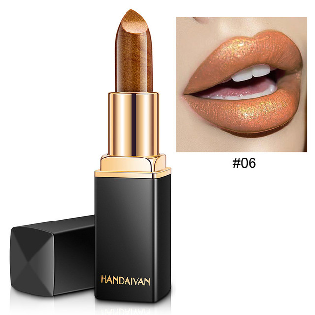 Waterproof Nude Pink Glitter Lipstick Makeup Long Lasting Velve Red Mermaid Sexy Shimmer LipSticks Cosmetics Beauty