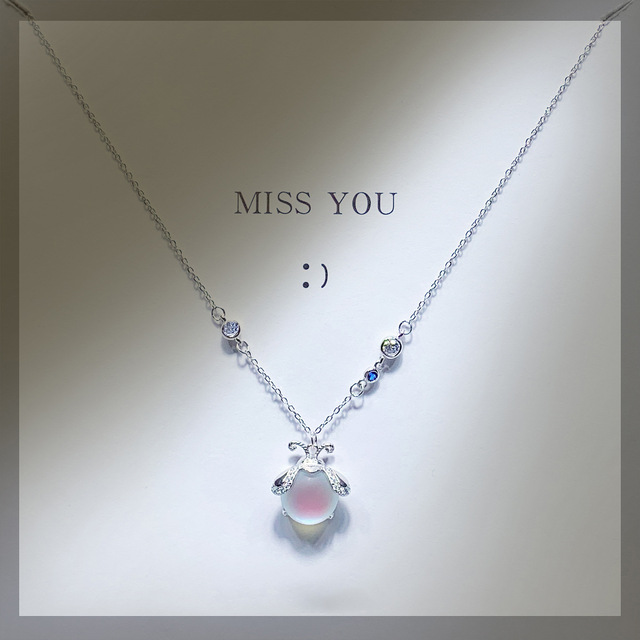 Symphony Firefly Necklace Female Tide Net Red Forest Cold Wind Niche Design Sense Moonstone Pendant Clavicle Chain