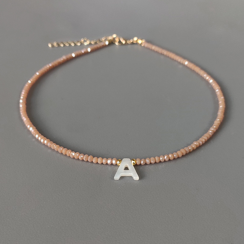 Crystal Beads Shell Letter Necklace Variety Of Colors Personalized Custom Jewelry Gifts For Women