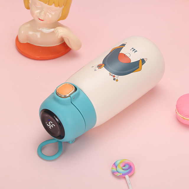 Thermos Bottle for Students Children Water Bottles Cute Tumbler Mug Children's Cup Stainless Thermal with Temperature Display