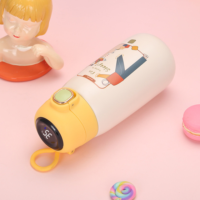 Thermos Bottle for Students Children Water Bottles Cute Tumbler Mug Children's Cup Stainless Thermal with Temperature Display