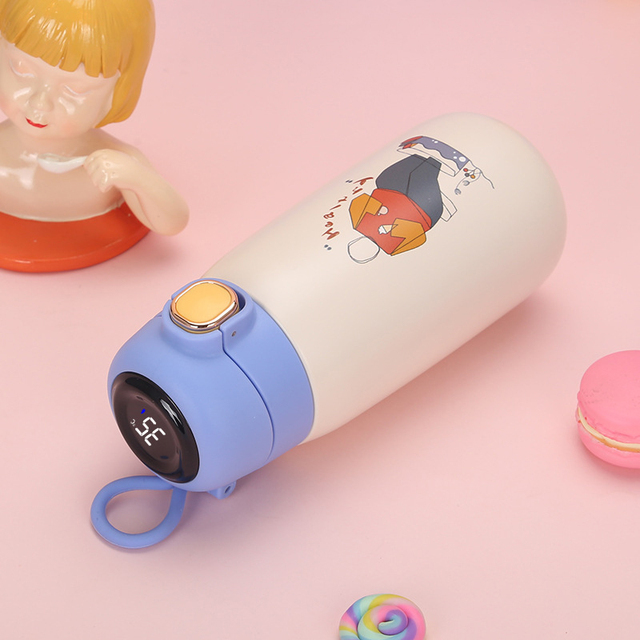 Thermos Bottle for Students Children Water Bottles Cute Tumbler Mug Children's Cup Stainless Thermal with Temperature Display
