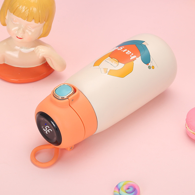 Thermos Bottle for Students Children Water Bottles Cute Tumbler Mug Children's Cup Stainless Thermal with Temperature Display