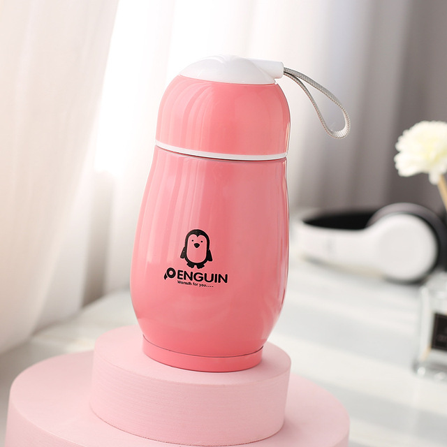 200ml Stainless Steel Cartoon Penguin Cute Vacuum Flask Kindergarten Children Big Belly Cup Gift Thermos Cup