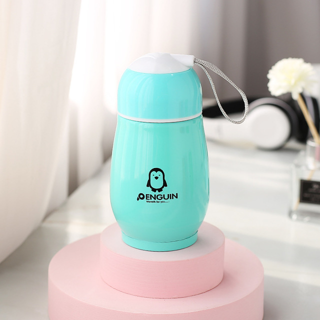 200ml Stainless Steel Cartoon Penguin Cute Vacuum Flask Kindergarten Children Big Belly Cup Gift Thermos Cup
