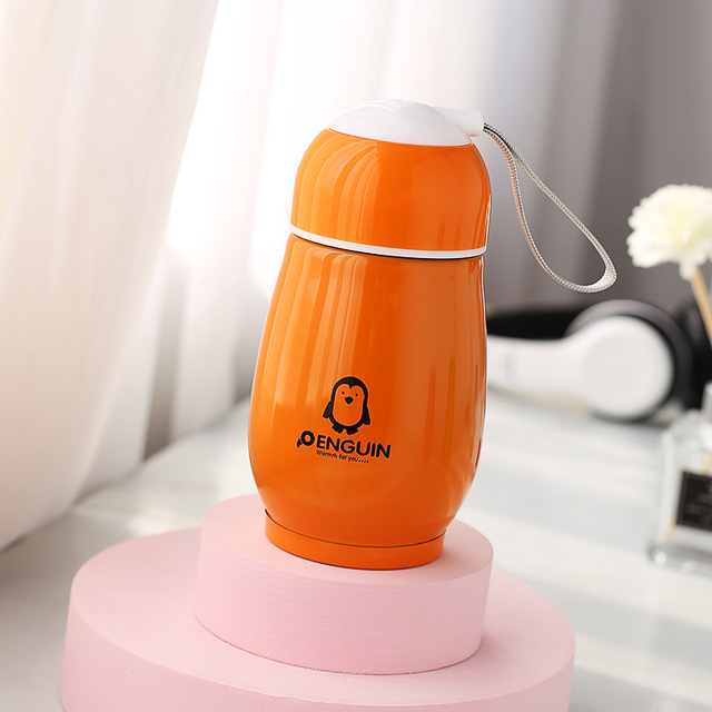 200ml Stainless Steel Cartoon Penguin Cute Vacuum Flask Kindergarten Children Big Belly Cup Gift Thermos Cup