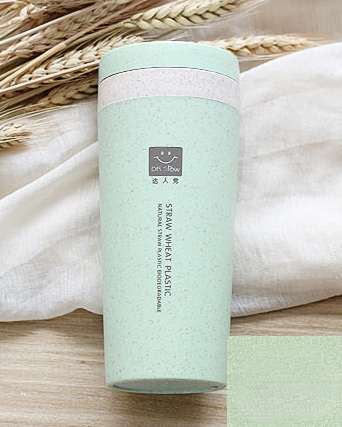 Creative Portable Hand Cup Environmental Protection Water Cup with Lid Student Cup Wheat Cup Fashion Double-layer Thermos Cup