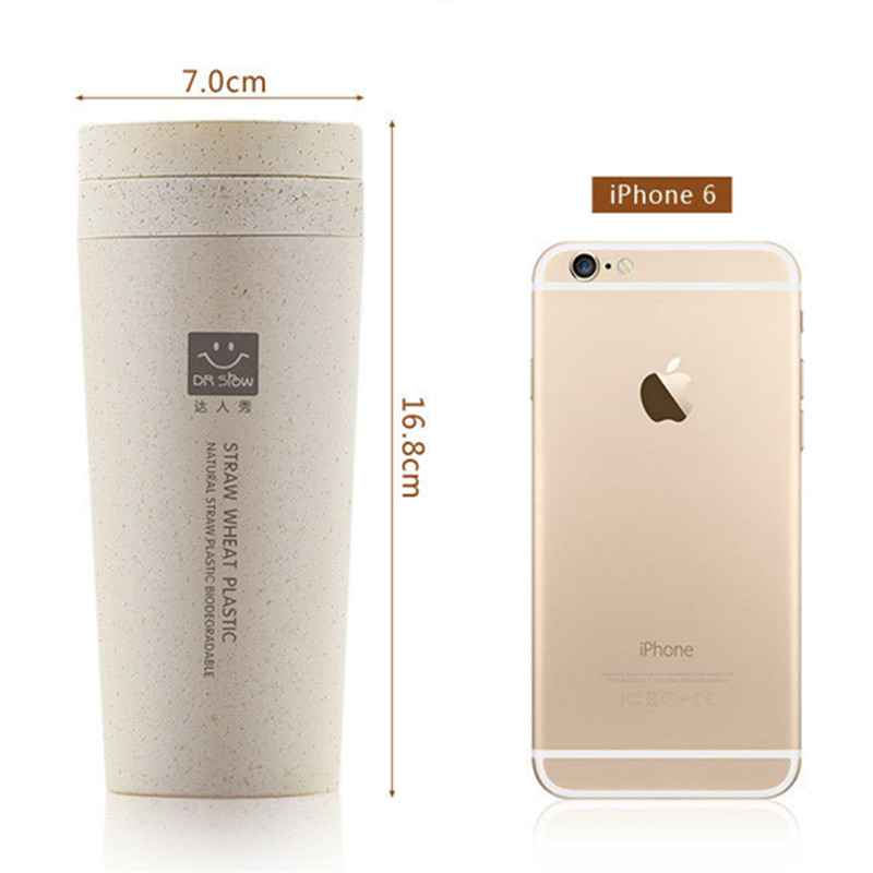 Creative Portable Hand Cup Environmental Protection Water Cup with Lid Student Cup Wheat Cup Fashion Double-layer Thermos Cup