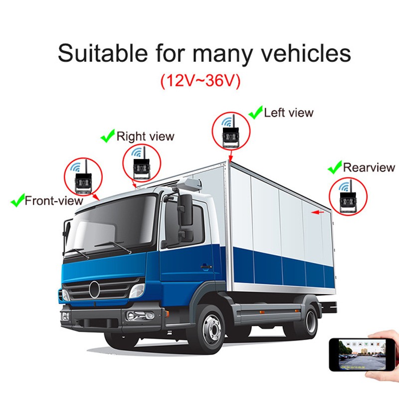 WiFi Wireless Truck Bus Car Rear View Camera 12V~24V Automobile LED Reverse HD Night Vision Waterproof Backup Camera
