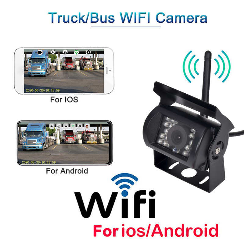WiFi Wireless Truck Bus Car Rear View Camera 12V~24V Automobile LED Reverse HD Night Vision Waterproof Backup Camera