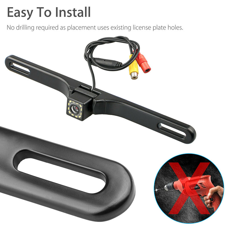 12LED License Plate Frame Car Camera Universal CCD 170 Degree HD Waterproof Night Vision Rear View Reversing Camera