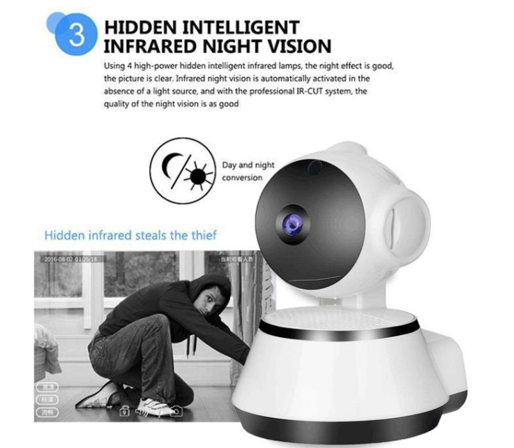V380 Mini IP Camera HD Auto Tracking Night Vision Infrared Baby Monitor Smart Home Surveillance Camera with WiFi