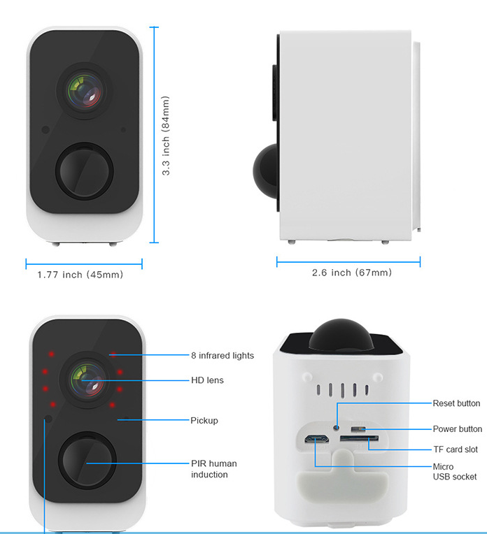 1080P Outdoor Security Camera IP WiFi IP66 Waterproof Camera  Rechargeable Battery Cam Wireless Powered with Two-Way Intercom