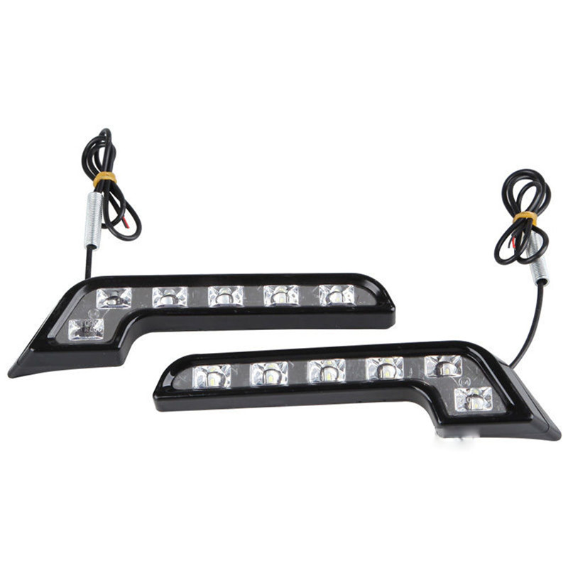 2PCS 12V L Shape Driving Lamp Daytime Running Fog Light Durable Waterproof Car LED Lamp 6LED DRL Strip Lights for UTV Auto Truck