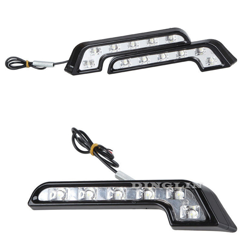 2PCS 12V L Shape Driving Lamp Daytime Running Fog Light Durable Waterproof Car LED Lamp 6LED DRL Strip Lights for UTV Auto Truck