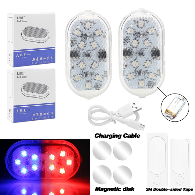 2 Pcs Magnetic Control Signal Lamp Universal 10 LEDs Safety Anti-collision Lights Car Openning Door Warning Light Parking Lamp