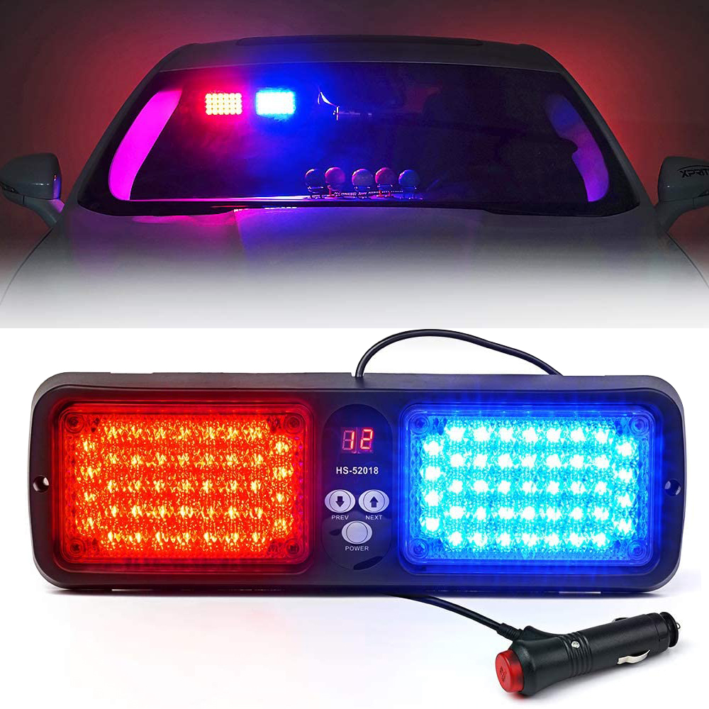1pc LED Car Visor Strobe Flashing Light Interior Windshield Sunshield Emergency Warning Lights for Police Firefighter
