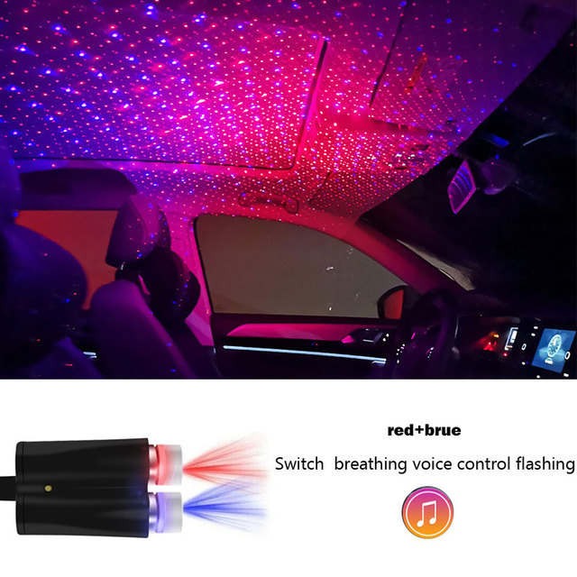1pc new high quality car LED Starry Sky Light Lighting Modes Sound Activated USB Star Projector Night Lights car Decorative Lamps