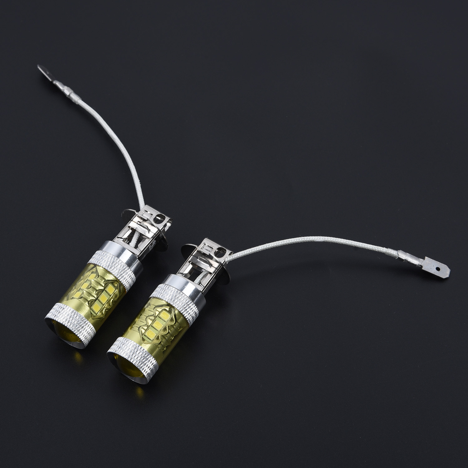 2pcs/Set DC 12-24V H3 80W 16 SMD LED Car Fog Light Bulb Yellow High Power Truck Universal LED Fog Lights