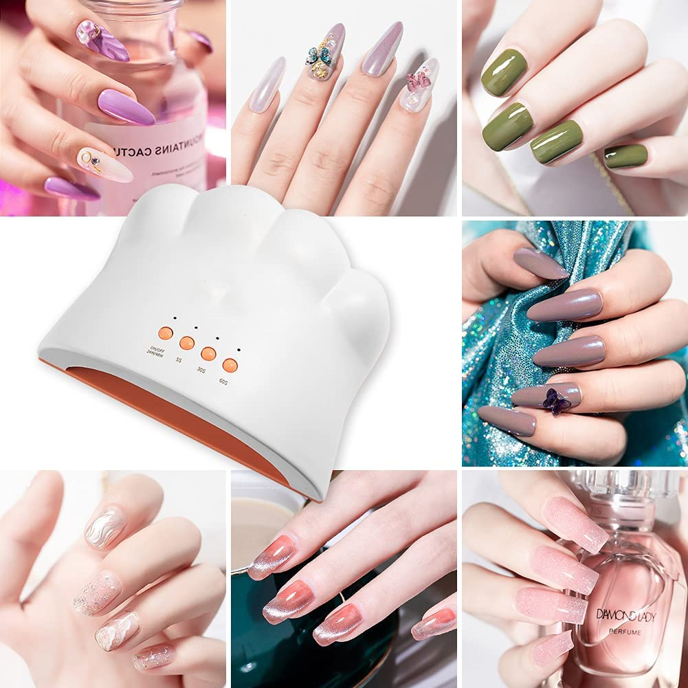Cute Cat Paw Shape UV LED Nail Lamp 48W Nail Dryer with 3 Timers Light for Gel Nails Polish Home Salon Manicure Nail Equipment