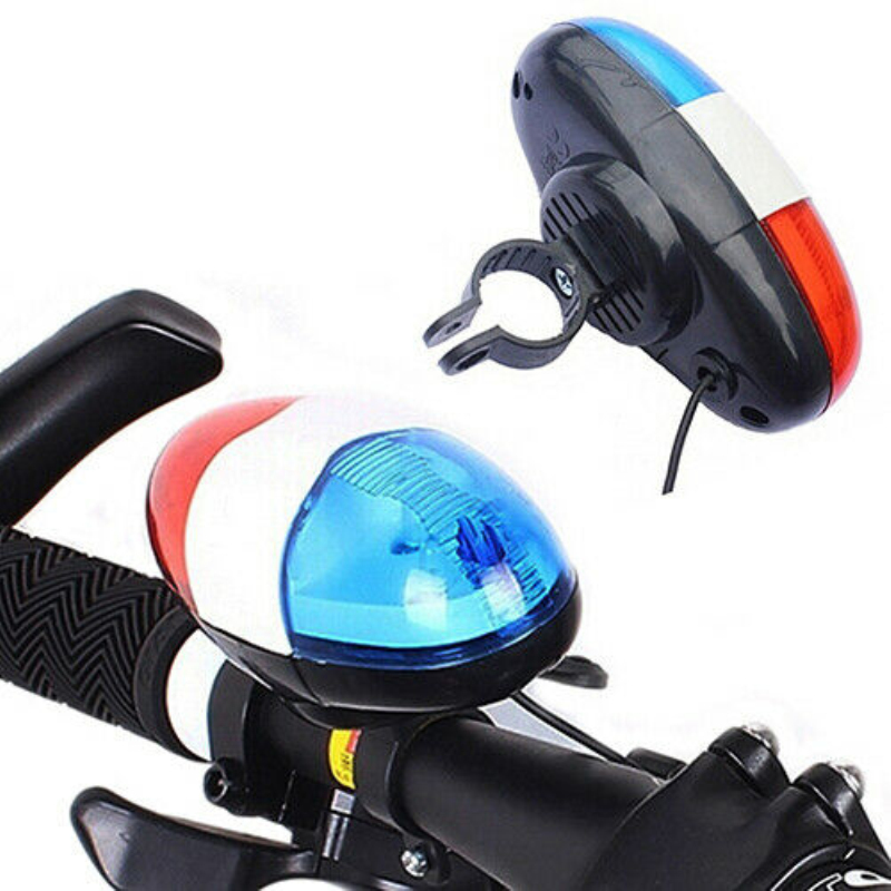1pcs Bike Bell Bicycle Police Taillight 6 Flashing LED 4 Sounds Police Siren Trumpet Electric Horn MTB Cycling Light Bike Accessories
