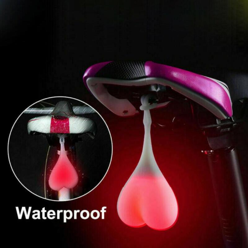 1pcs Bike Light Heart Shape Cycling LED Light Heart Ball Egg Safe Lamp  Waterproof Silicone Bicycle Rear Lights Night Warning Light