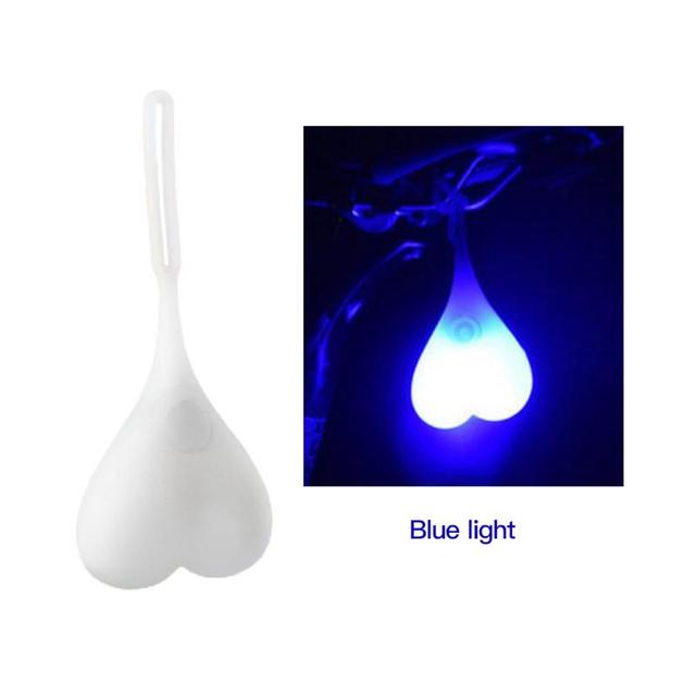 1pcs Bike Light Heart Shape Cycling LED Light Heart Ball Egg Safe Lamp  Waterproof Silicone Bicycle Rear Lights Night Warning Light