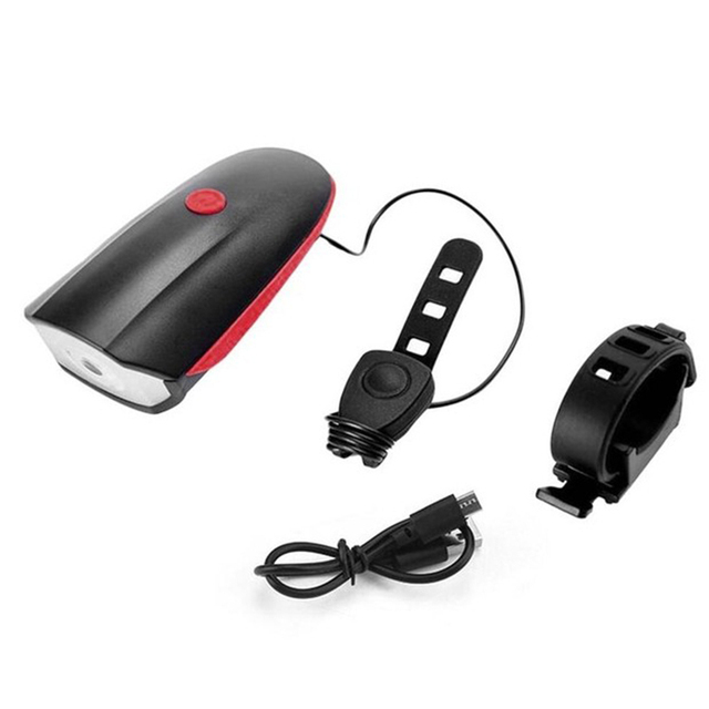 1pcs Bicycle Bell Headlight USB Rechargeable Mountain Bike Front Light With Super Loud Electronic Horn Waterproof Cycling Lamp