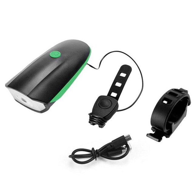 1pcs Bicycle Bell Headlight USB Rechargeable Mountain Bike Front Light With Super Loud Electronic Horn Waterproof Cycling Lamp