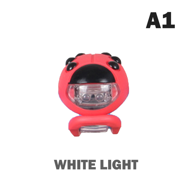 1pcs Bike Headlight Universal Children Bicycle Cute Ladybug Shape Front Lamp Stroller Scooter Ultralight Flashlight Head Lamps