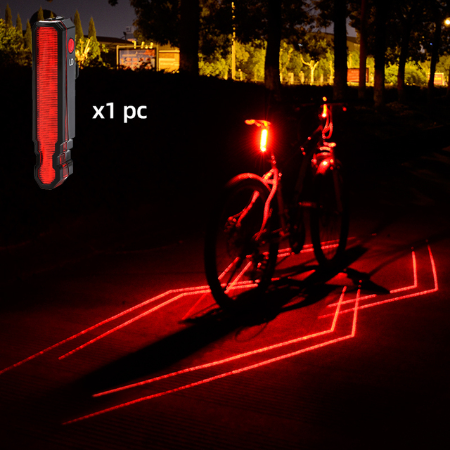 1pcs Folding Laser Bike Light Front Rear Safety Warning Bicycle Light USB Rechargeable Bike Tail Rear Light Waterproof Cycling Lamp