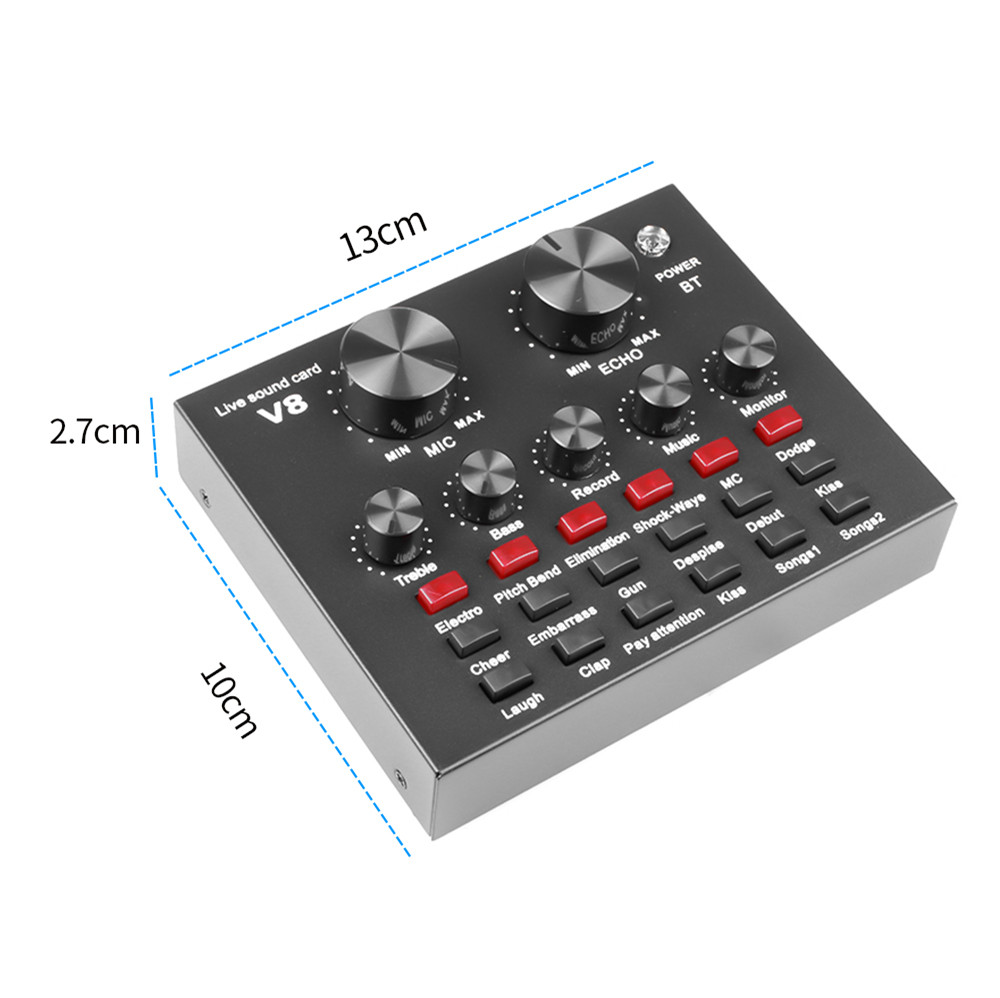 V8 Audio Sound Card USB External Headset Microphone Live Broadcast For KTV Radio Braodcasting Music Recording Computer