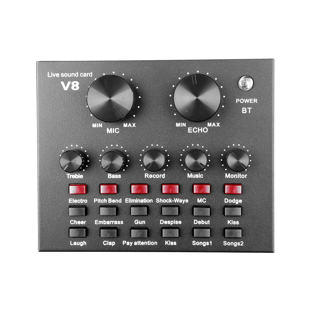 V8 Audio Sound Card USB External Headset Microphone Live Broadcast For KTV Radio Braodcasting Music Recording Computer