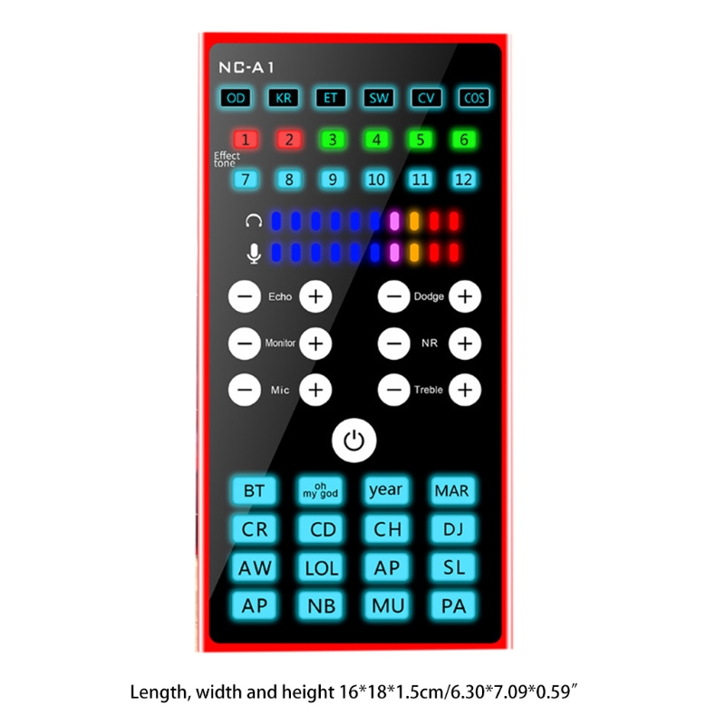 Mini Bluetooth-compatible Sound Mixer Board Voice Changer Sound Card Music Recording Karaoke Singing Broadcast Live